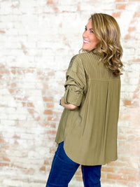 Jodee Pintuck Button Up Top