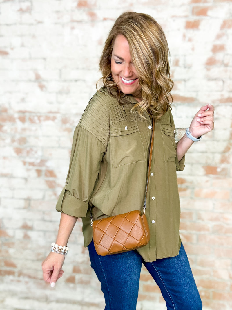 Jodee Pintuck Button Up Top