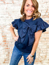 JoAnn Contrast Bow Top - FINAL SALE