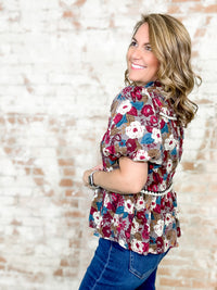 Angi Floral Print High Neck Top