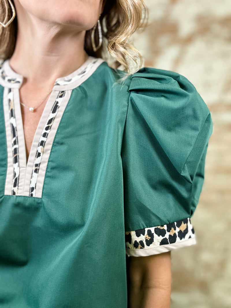 Christy Leopard Trim Top