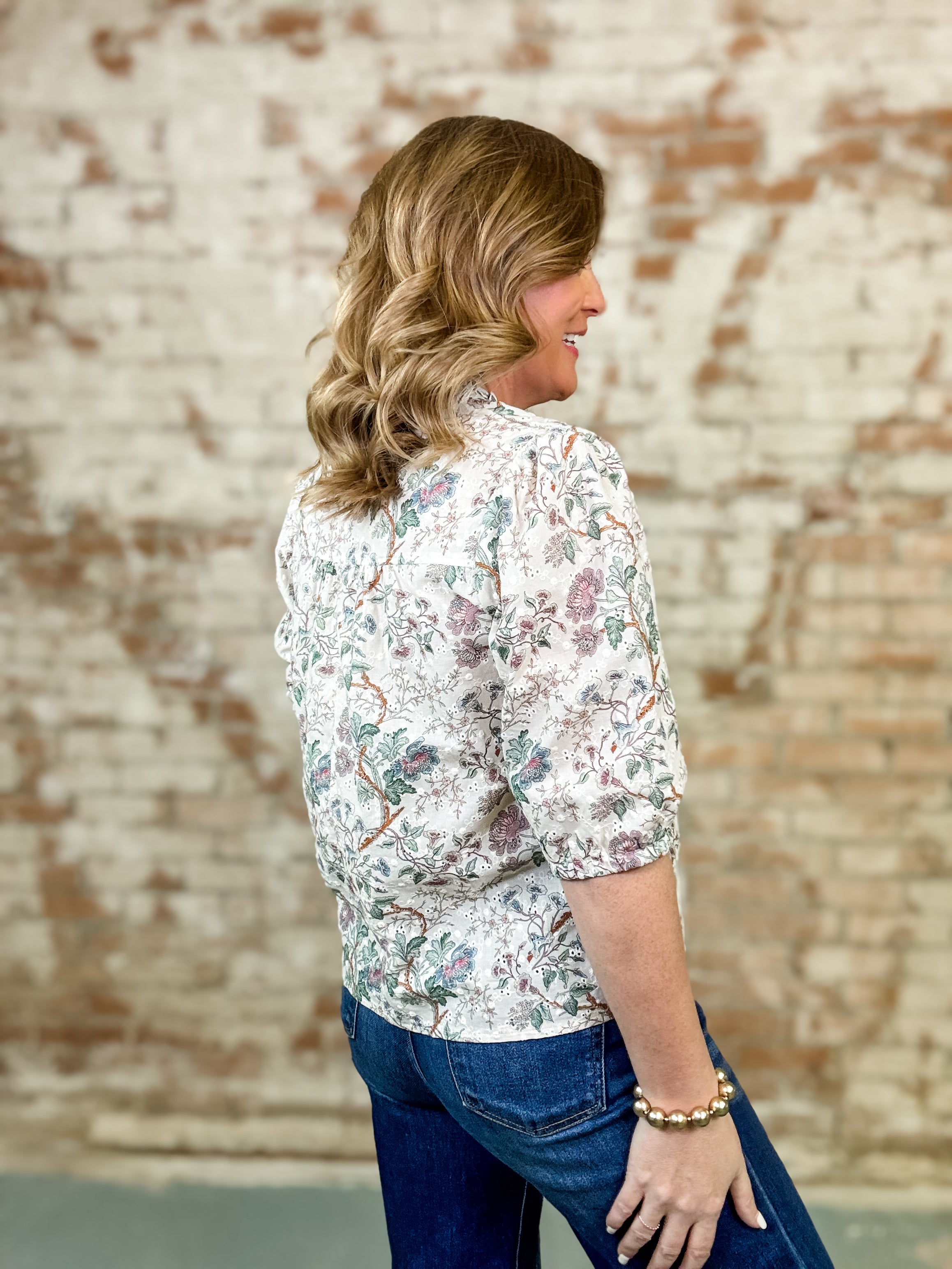 Destiny Floral Eyelet Top