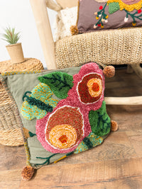 Ingrid Square Tufted Floral Pillow