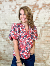 Aubrey Jacquard Puff Sleeve Top