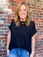Black Boat Neck Top