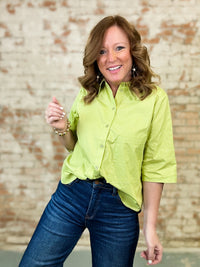 Gretel Poplin Button Down Top