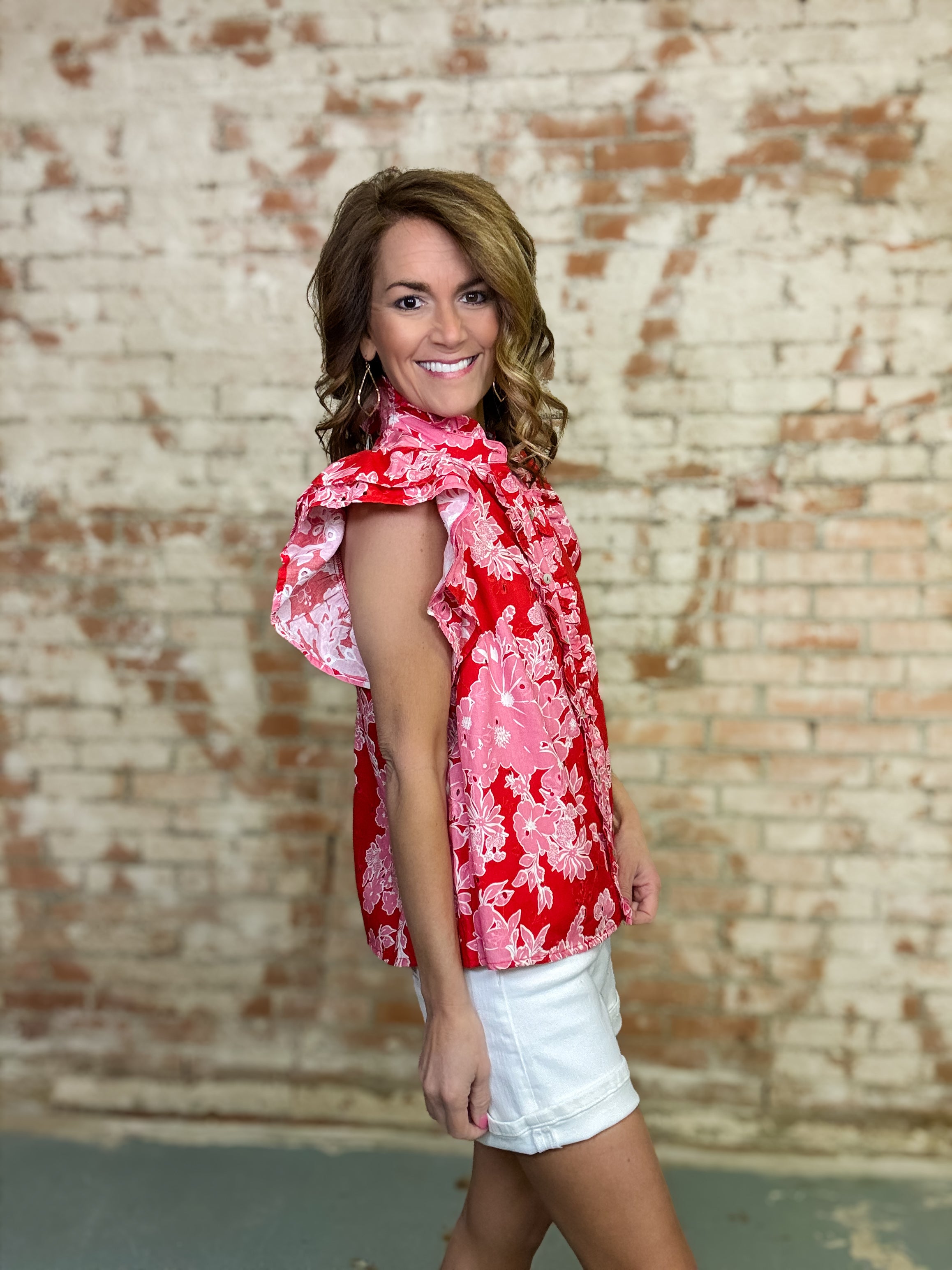 Abbie Floral Eyelet Top