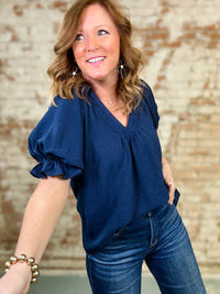 Hallie Solid V-Neck Top