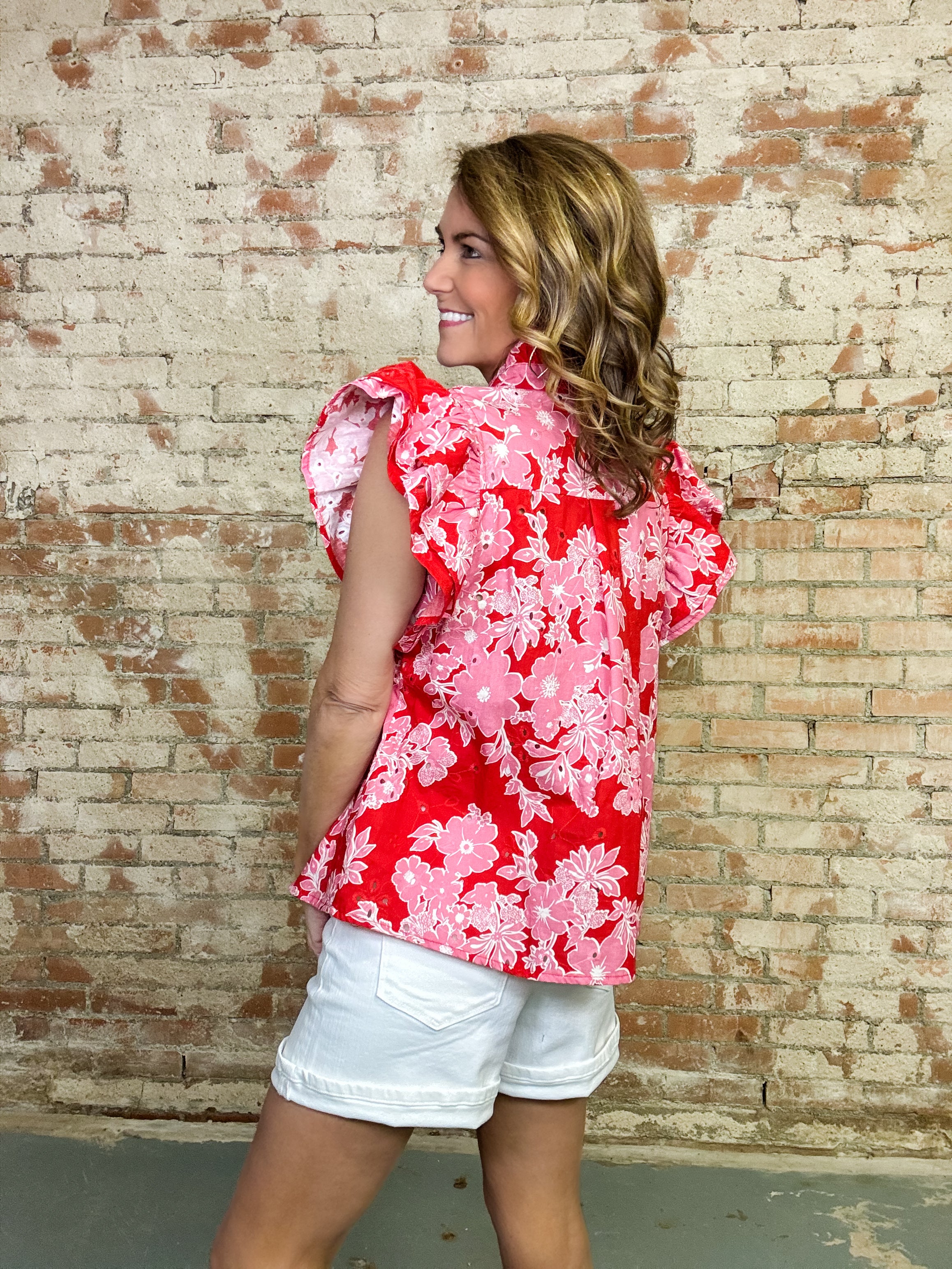 Abbie Floral Eyelet Top