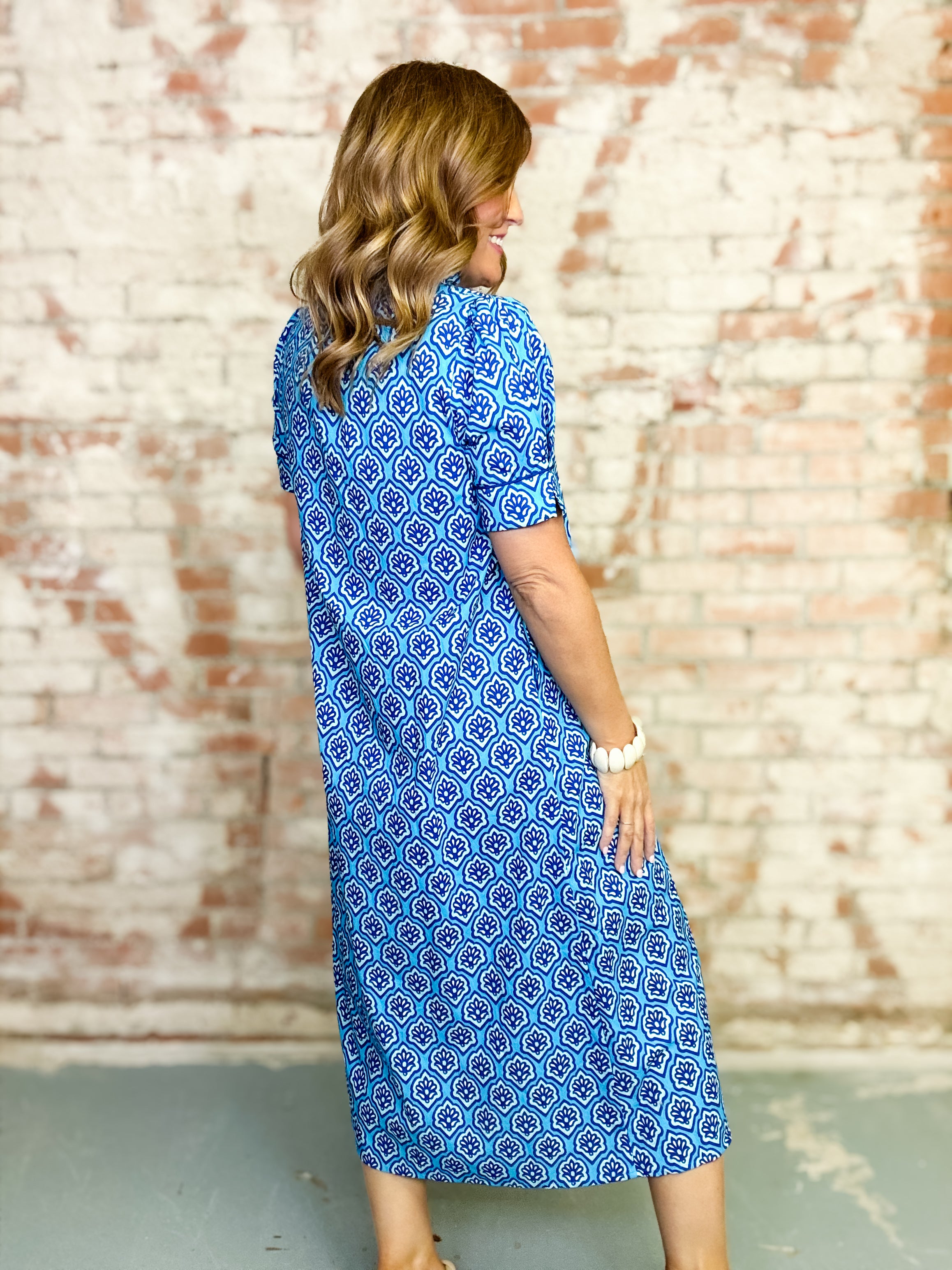 Terry Printed Button Down Dress