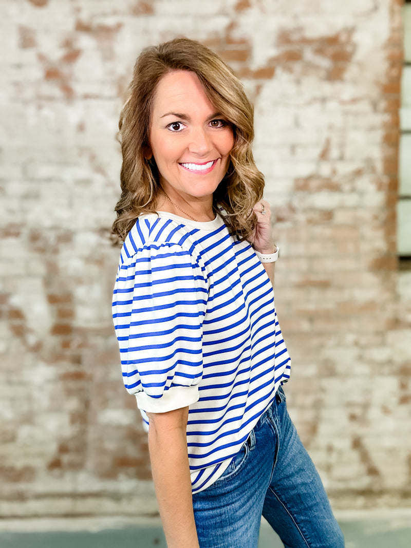 Brynn Blue Stripe Top