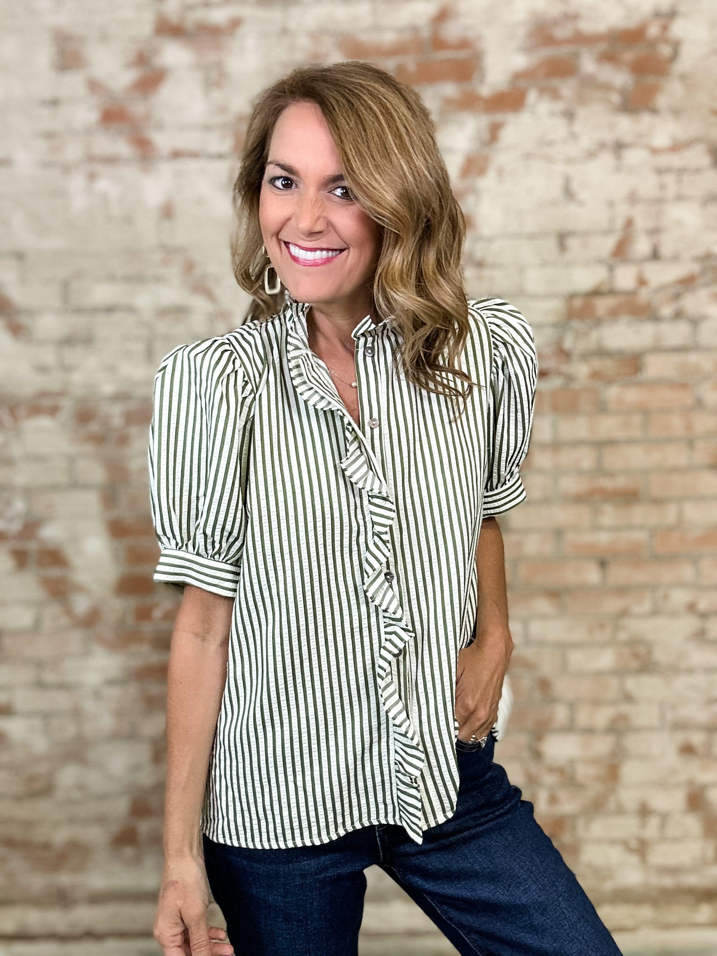 Talley Stripe Ruffle Top