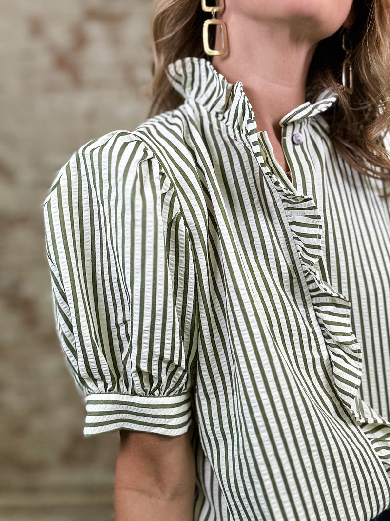 Talley Stripe Ruffle Top