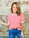 Connie Red Stripe Top