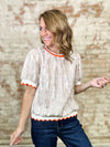 Tasha Embroidered Stripe Top