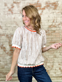 Tasha Embroidered Stripe Top
