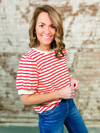 Connie Red Stripe Top