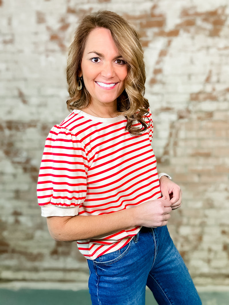 Connie Red Stripe Top
