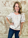 Tasha Embroidered Stripe Top