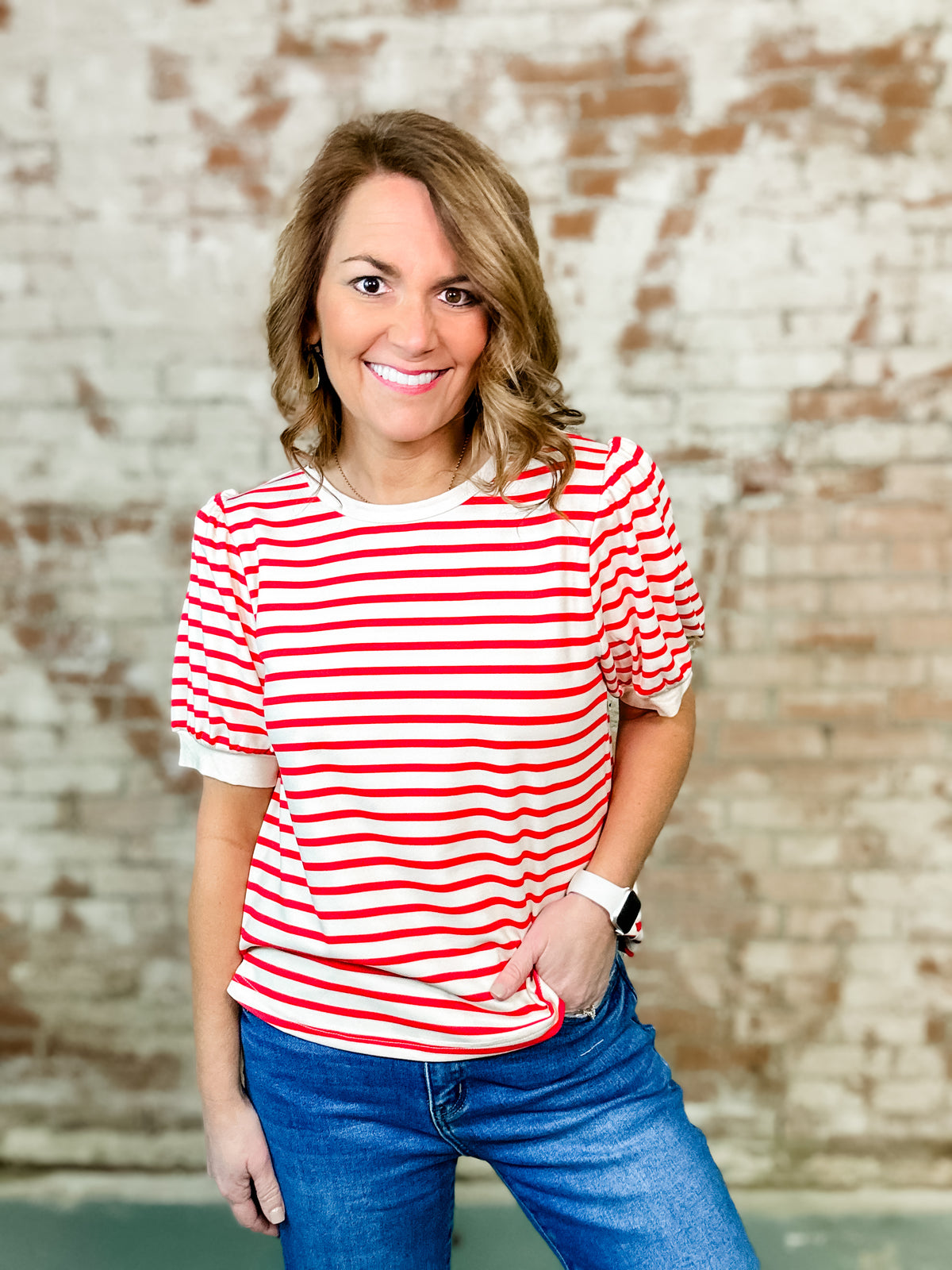 Connie Red Stripe Top