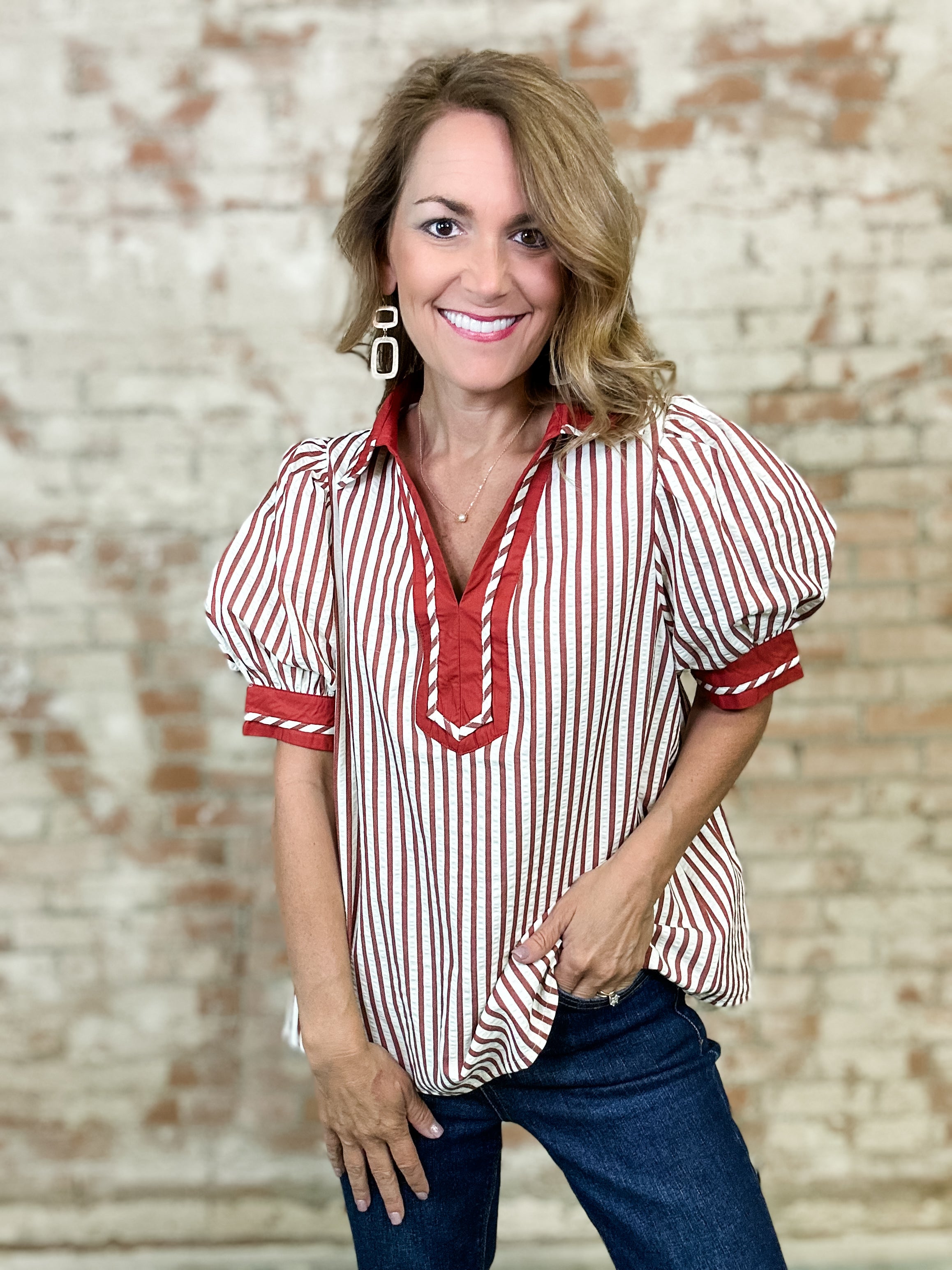 Kylie Stripe Contrast Top