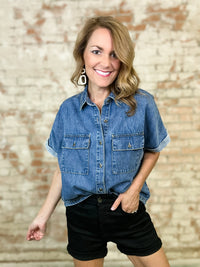 Linzy Front Pocket Denim Top