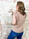 Kya Flutter Sleeve Textured Cable Knit Top