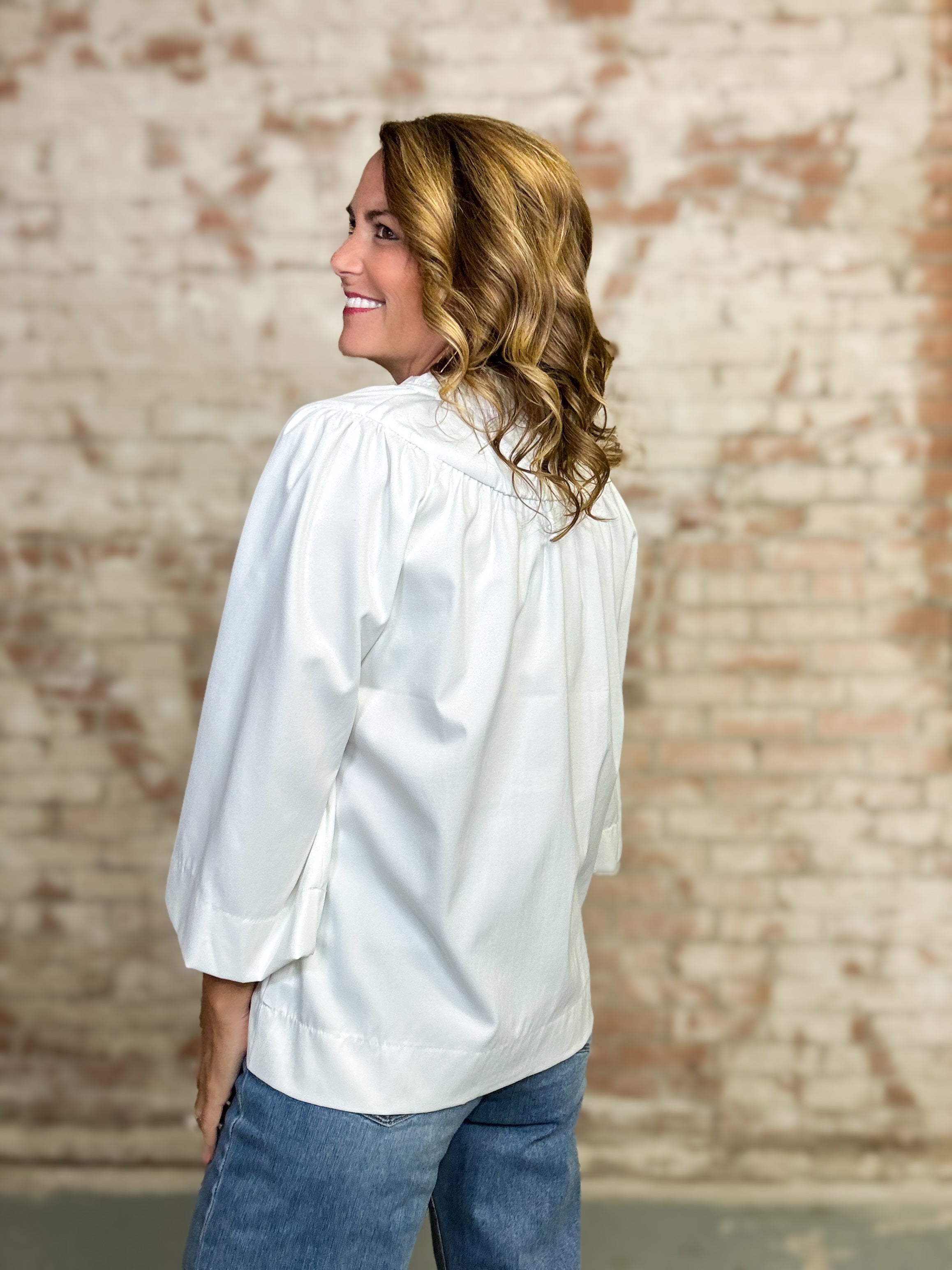 Darla White Ruffle Top