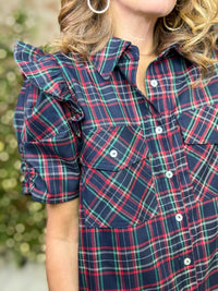 Lucia Plaid Button Down Dress
