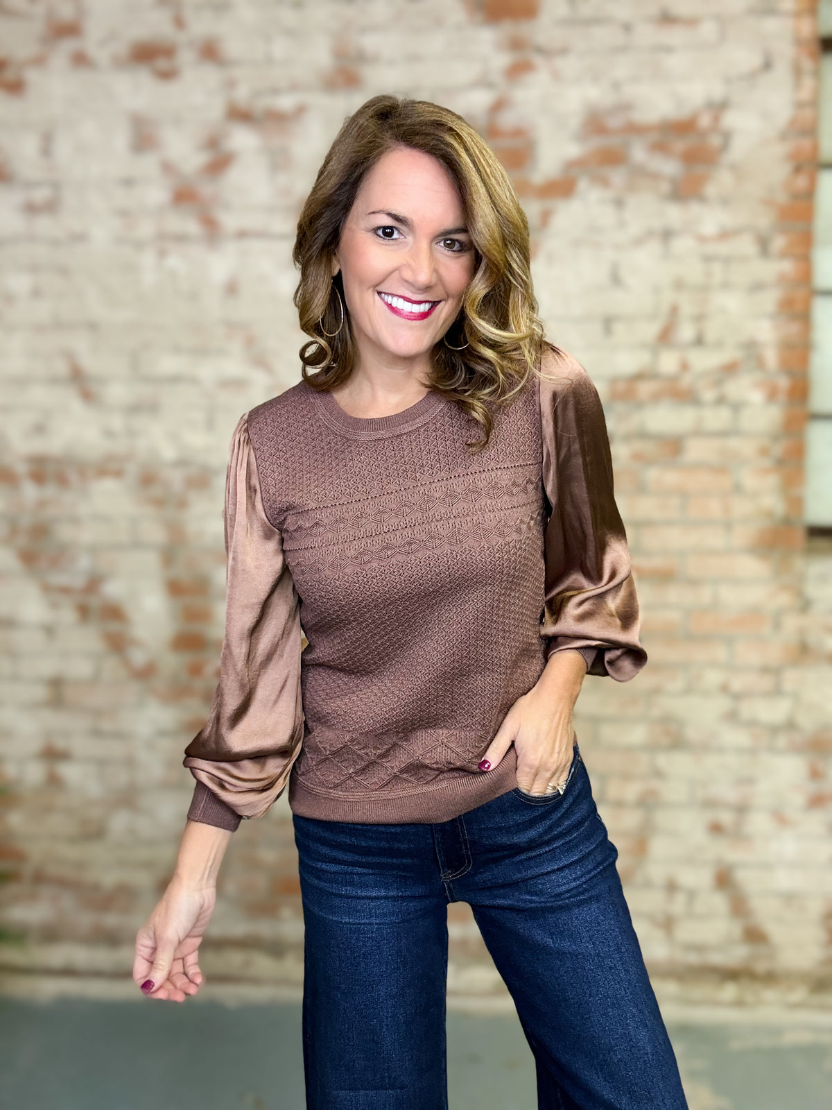 Kara Mixed Media Sweater Top