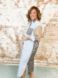 Brenda Leopard Stripe Midi Dress