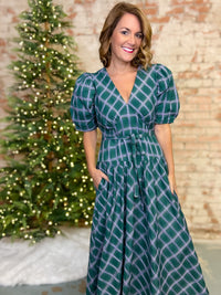 Star Plaid Midi Dress
