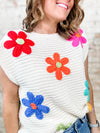 Mercer Crochet Daisy Short Sleeve Sweater