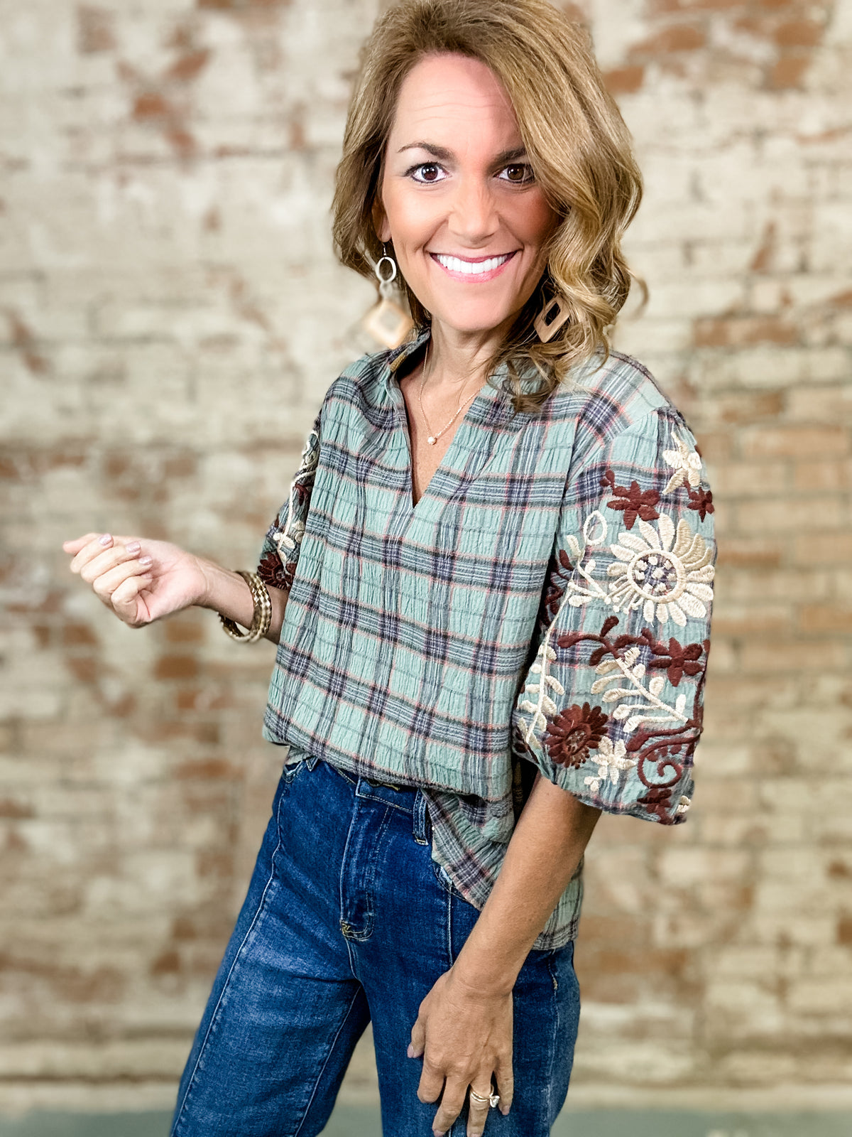 THML Karla Plaid Top