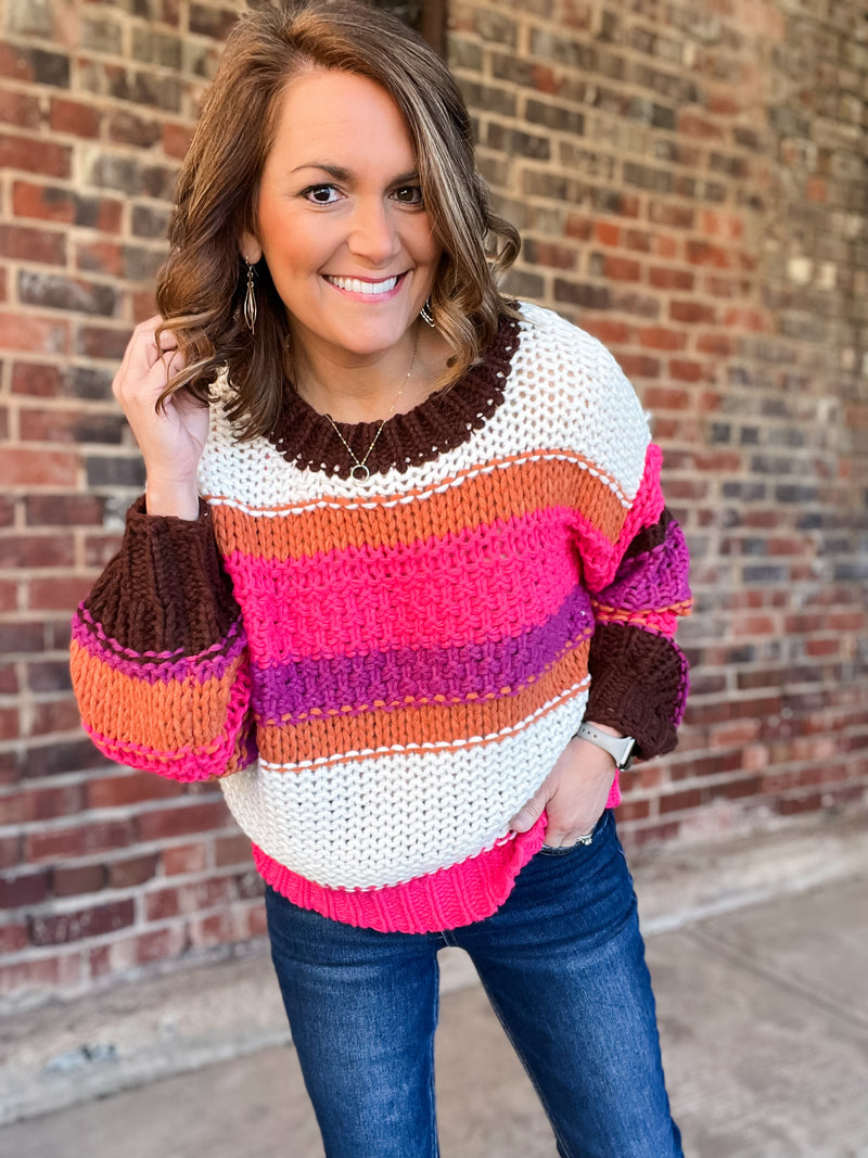 Pink Combo Colorblock Sweater
