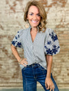 Tana Embroidered Stripe Top