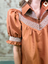 Robyn Solid Embroidered Smock Dress