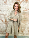 Jacquard High Ruffle Neck Dress