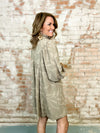 Jacquard High Ruffle Neck Dress