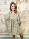 Jacquard High Ruffle Neck Dress