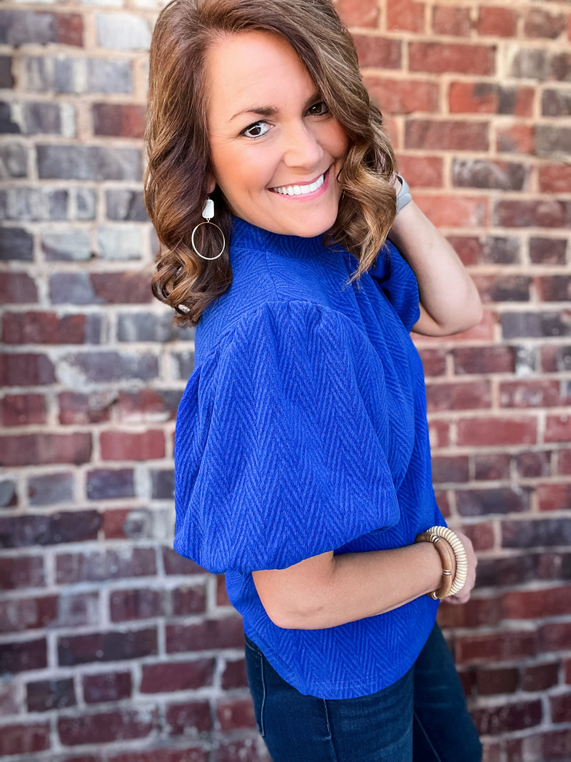 THML Corduroy Puff Sleeve Top