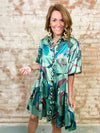 Multi Printed Satin Dress