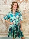 Multi Printed Satin Dress