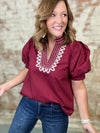 Lucy Embroidered Collar Top