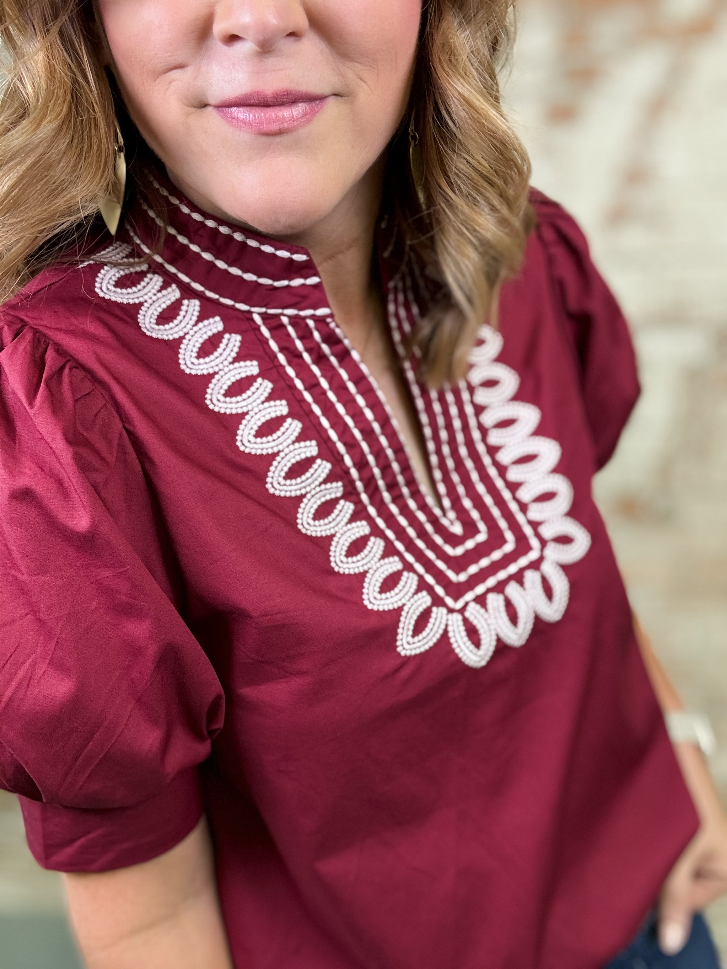 Lucy Embroidered Collar Top