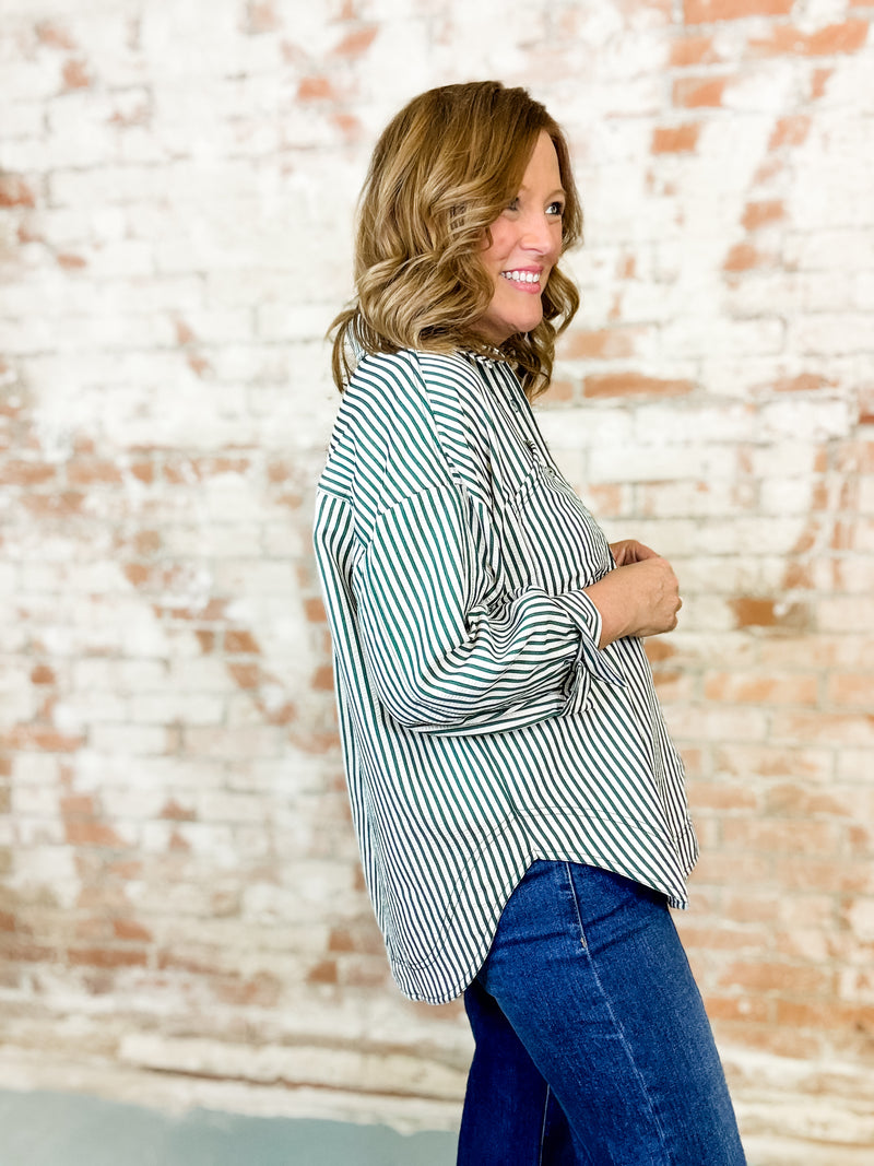 Andrea Double Pocket Stripe Top