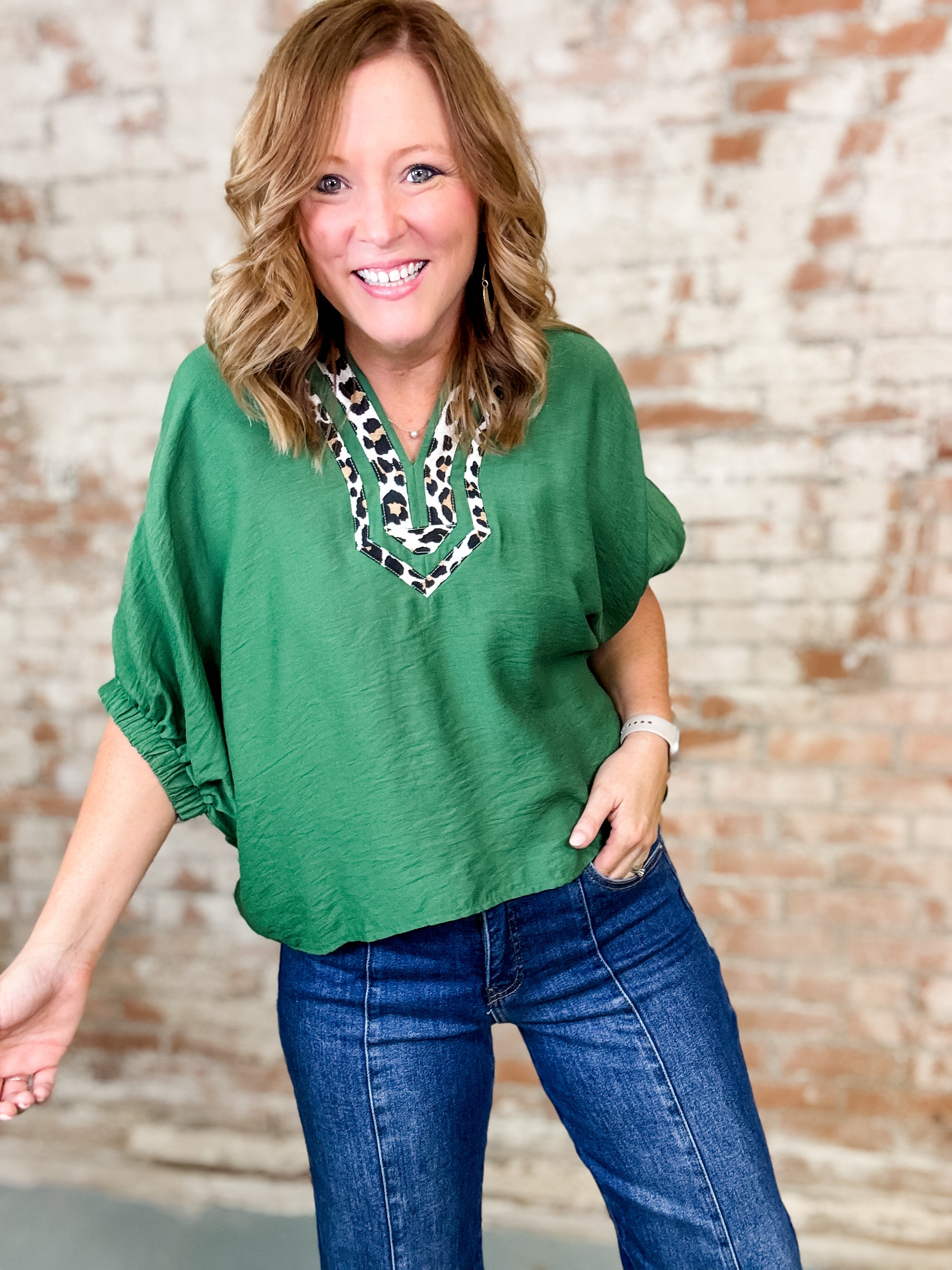 Tara Leopard Trim Top