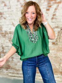 Tara Leopard Trim Top