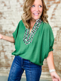 Tara Leopard Trim Top