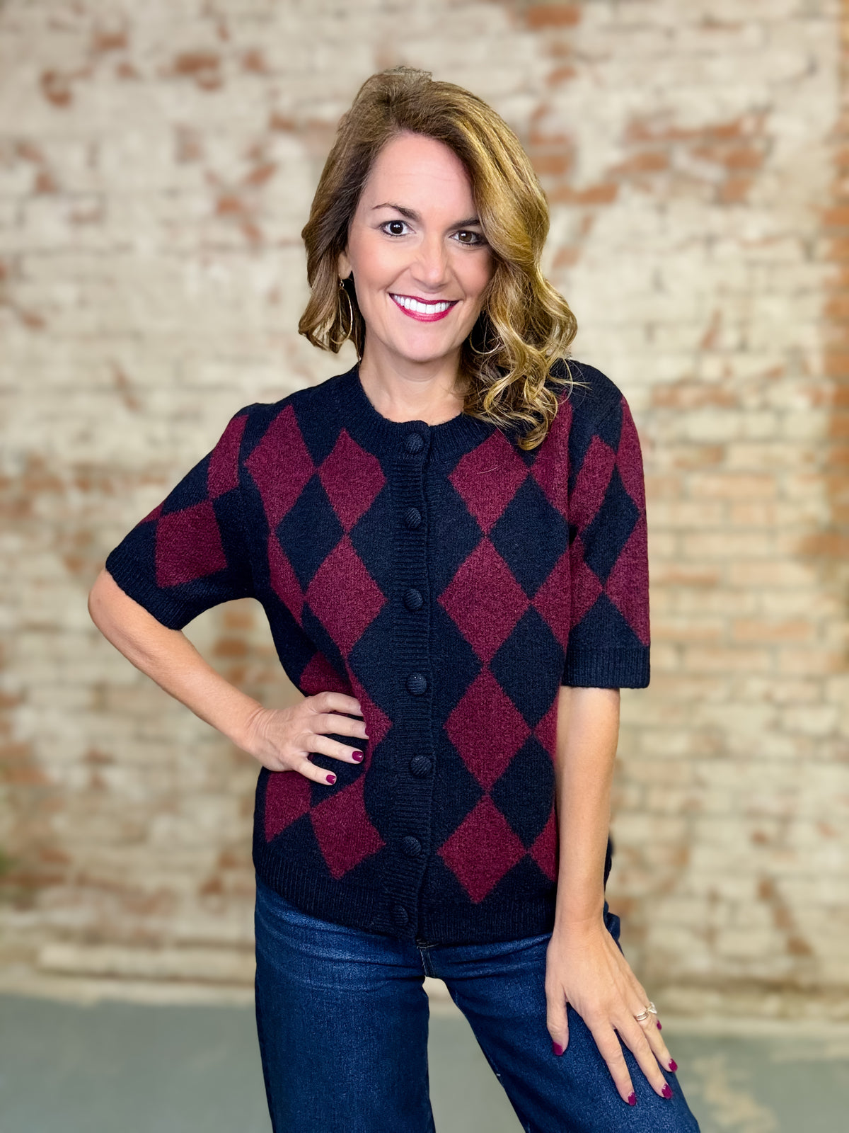 Dixon Argyle Sweater Top